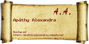 Apáthy Alexandra névjegykártya